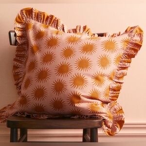 20x20 Ruffle-Trimmed Sunburst Accent Pillow Cover